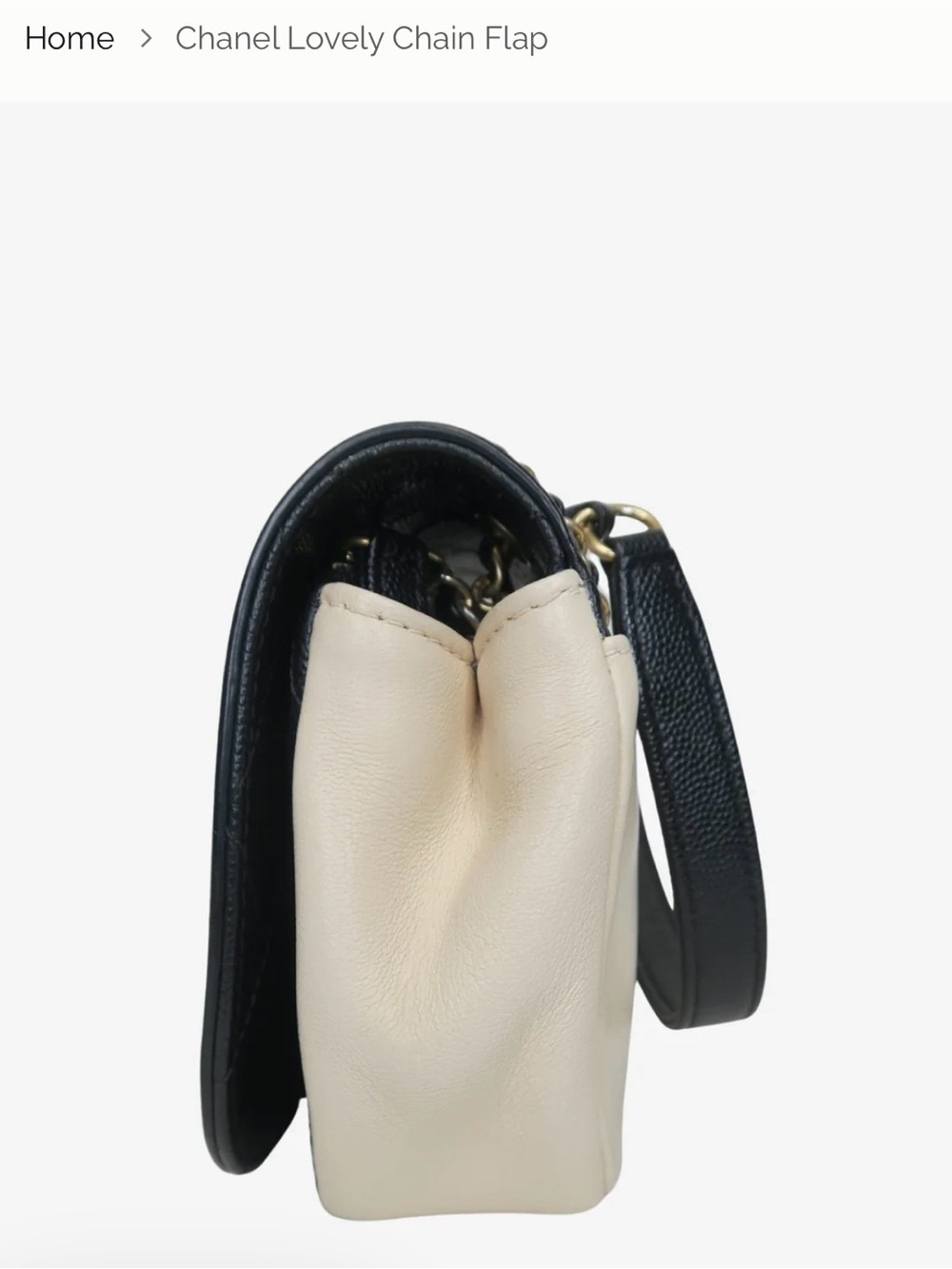CHANEL Cream and Black Chain Trim Flap Crossbody Bag - Picture 3 of 16